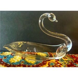 Duncan Miller "Pall Mall" Crystal Swan Dish‎ Candy Soap Trinket 1940's-1950's EC